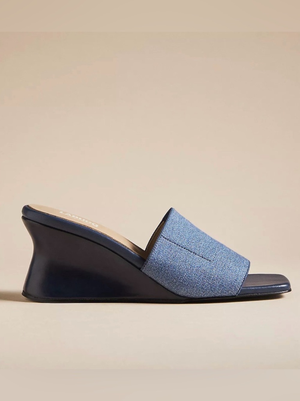 LABUCQ Denim Blue Wedge Slide Sandals EU 41